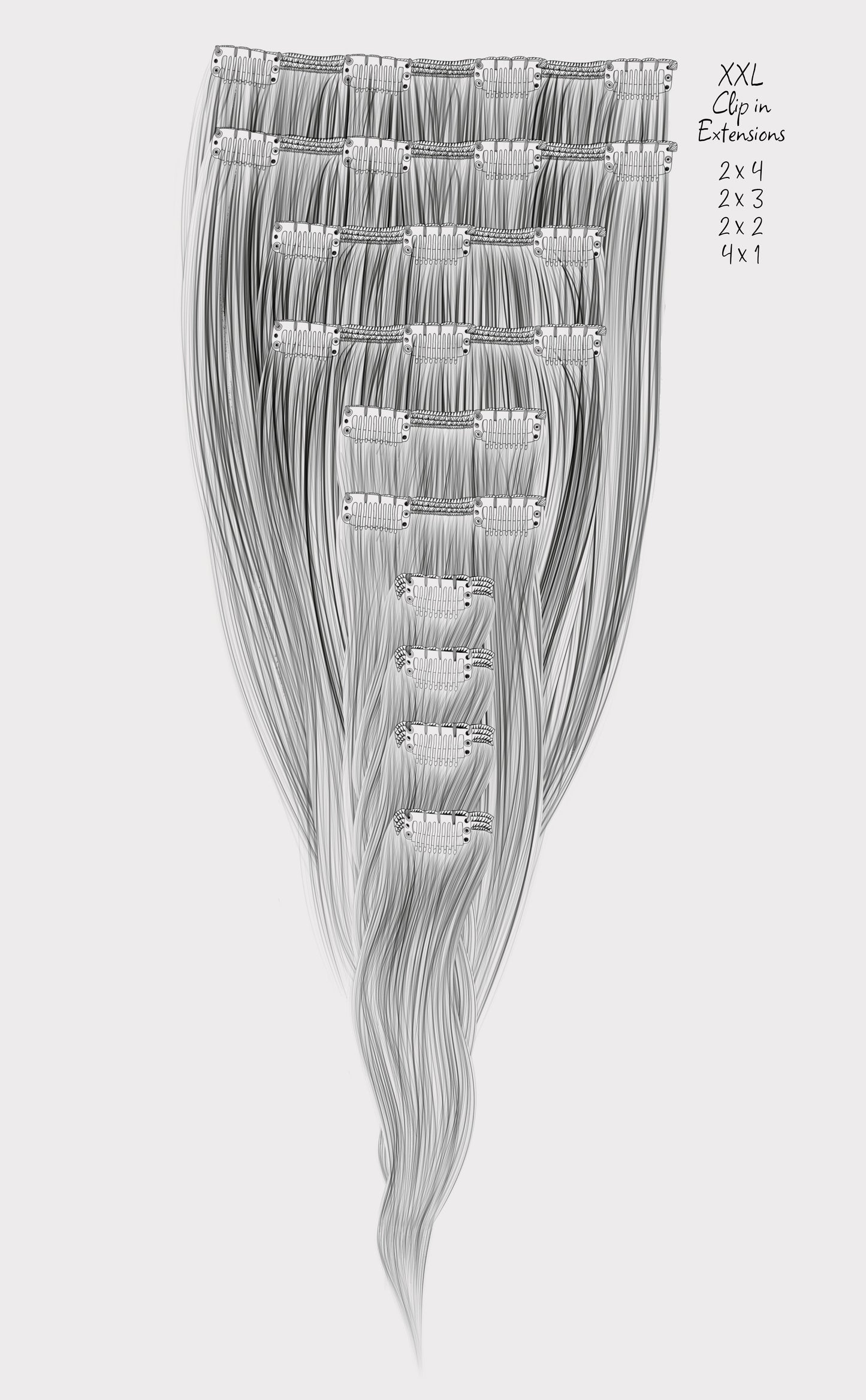 XXL Clip in Extensions Hellbraun